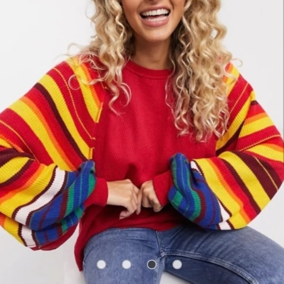 Free People Rainbow Dreams Pullover Knit Top - Picture 2 of 10